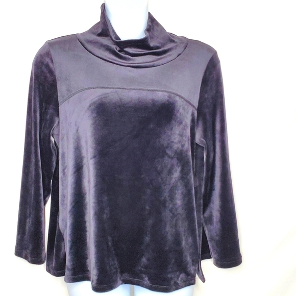 LegEnd Velour Cowl Neck Shirt Size XL Soft Cozy Loose Black Pullover Top Goth - Picture 1 of 13